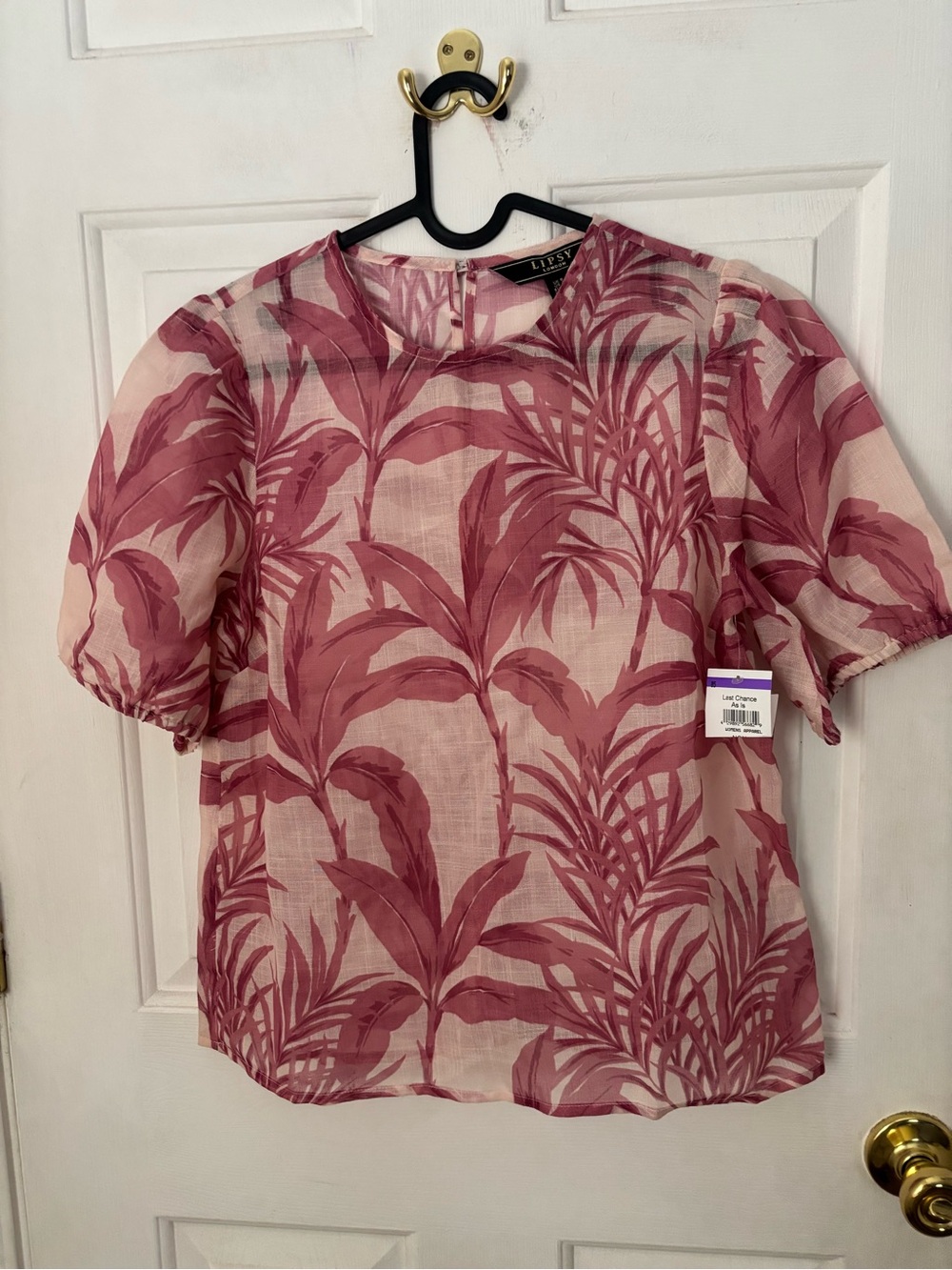 Lipsy Pink Tropical Print Short Sleeve Blouse
